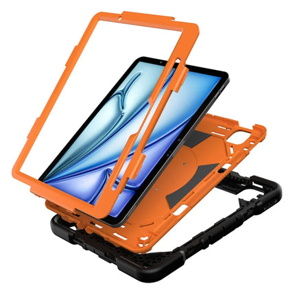 For iPad Air 11 (2024) Case with Kickstand Wrist Strap PC + Silicone Tablet Cover