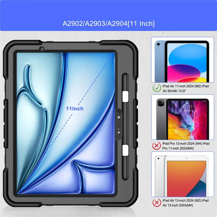 For iPad Air 11 (2024) Case with Kickstand Wrist Strap PC + Silicone Tablet Cover
