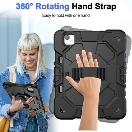 For iPad Air 11 (2024) Case with Kickstand Wrist Strap PC + Silicone Tablet Cover