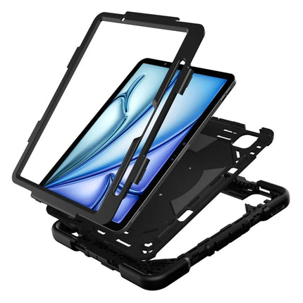 For iPad Air 11 (2024) Case with Kickstand Wrist Strap PC + Silicone Tablet Cover