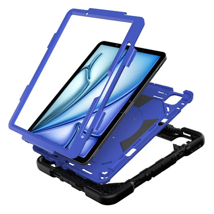 For iPad Air 11 (2024) Case with Kickstand Wrist Strap PC + Silicone Tablet Cover