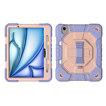 For iPad Air 11 (2024) Case with Kickstand Wrist Strap PC + Silicone Tablet Cover