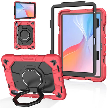 For iPad 10.9 (2022) Case with Hand Grip Kickstand PC + Silicone Tablet Cover - Red + Black