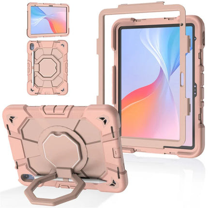 For iPad 10.9 (2022) Case with Hand Grip Kickstand PC + Silicone Tablet Cover - Pink + Pink