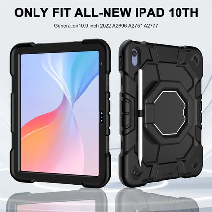 For iPad 10.9 (2022) Case with Hand Grip Kickstand PC + Silicone Tablet Cover