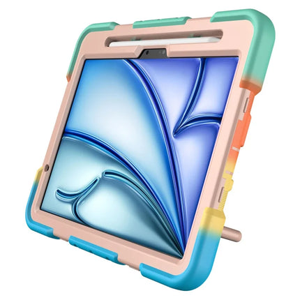 For iPad Air 11 (2024) Case with Hand Grip Kickstand PC + Silicone Tablet Cover