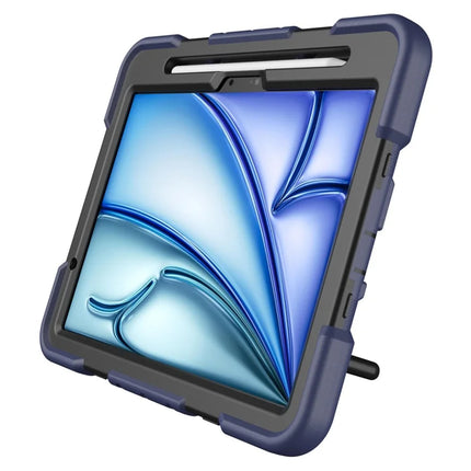 For iPad Air 11 (2024) Case with Hand Grip Kickstand PC + Silicone Tablet Cover