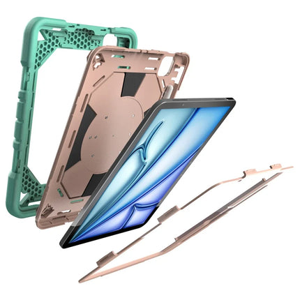 For iPad Air 11 (2024) Case with Hand Grip Kickstand PC + Silicone Tablet Cover