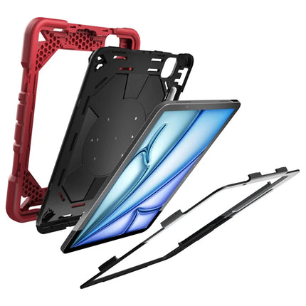 For iPad Air 11 (2024) Case with Hand Grip Kickstand PC + Silicone Tablet Cover