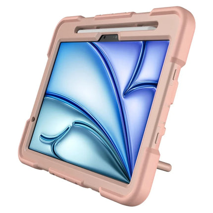 For iPad Air 11 (2024) Case with Hand Grip Kickstand PC + Silicone Tablet Cover