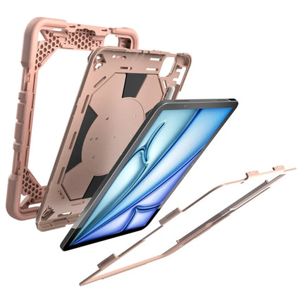 For iPad Air 11 (2024) Case with Hand Grip Kickstand PC + Silicone Tablet Cover