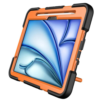 For iPad Air 11 (2024) Case with Hand Grip Kickstand PC + Silicone Tablet Cover
