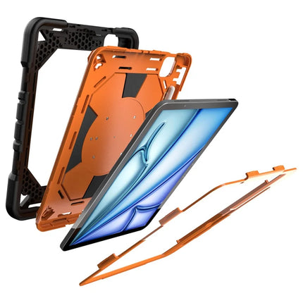 For iPad Air 11 (2024) Case with Hand Grip Kickstand PC + Silicone Tablet Cover