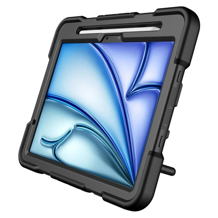 For iPad Air 11 (2024) Case with Hand Grip Kickstand PC + Silicone Tablet Cover