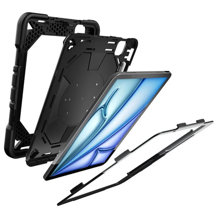 For iPad Air 11 (2024) Case with Hand Grip Kickstand PC + Silicone Tablet Cover