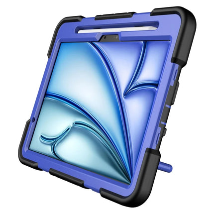 For iPad Air 11 (2024) Case with Hand Grip Kickstand PC + Silicone Tablet Cover