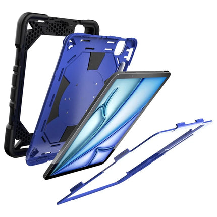 For iPad Air 11 (2024) Case with Hand Grip Kickstand PC + Silicone Tablet Cover