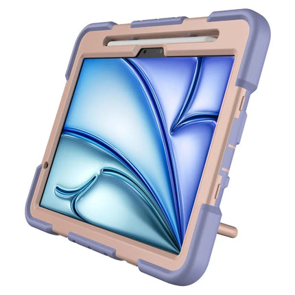 For iPad Air 11 (2024) Case with Hand Grip Kickstand PC + Silicone Tablet Cover