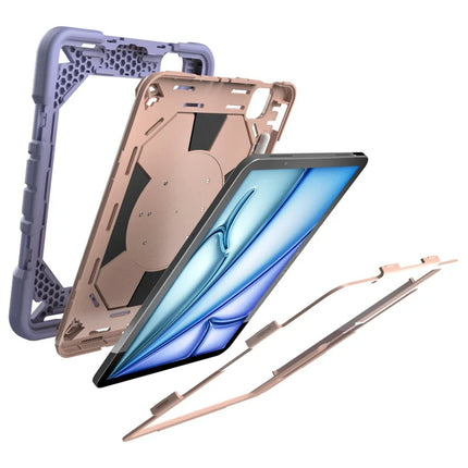 For iPad Air 11 (2024) Case with Hand Grip Kickstand PC + Silicone Tablet Cover