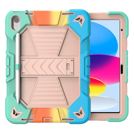 For iPad 10.9 (2022) Tablet Case with Kickstand PC + Silicone Shockproof Protective Cover