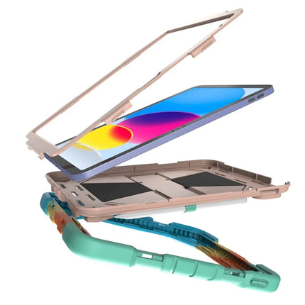 For iPad 10.9 (2022) Tablet Case with Kickstand PC + Silicone Shockproof Protective Cover