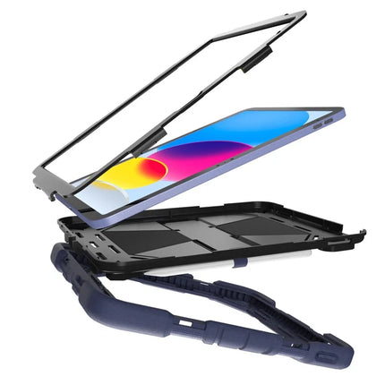 For iPad 10.9 (2022) Tablet Case with Kickstand PC + Silicone Shockproof Protective Cover