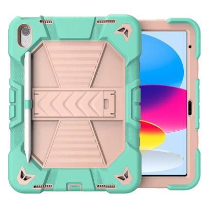 For iPad 10.9 (2022) Tablet Case with Kickstand PC + Silicone Shockproof Protective Cover