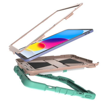For iPad 10.9 (2022) Tablet Case with Kickstand PC + Silicone Shockproof Protective Cover