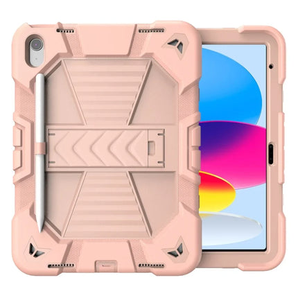 For iPad 10.9 (2022) Tablet Case with Kickstand PC + Silicone Shockproof Protective Cover