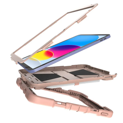 For iPad 10.9 (2022) Tablet Case with Kickstand PC + Silicone Shockproof Protective Cover