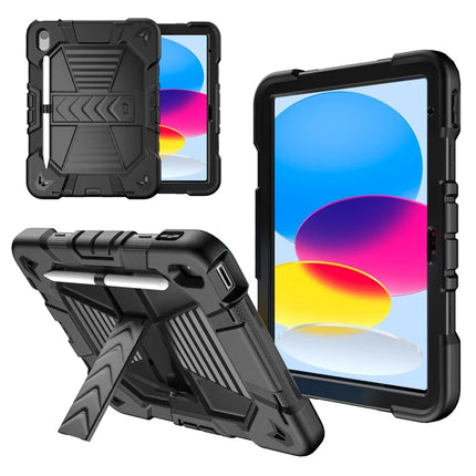 For iPad 10.9 (2022) Tablet Case with Kickstand PC + Silicone Shockproof Protective Cover - Black