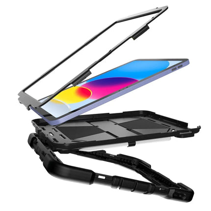 For iPad 10.9 (2022) Tablet Case with Kickstand PC + Silicone Shockproof Protective Cover