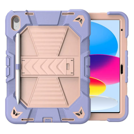 For iPad 10.9 (2022) Tablet Case with Kickstand PC + Silicone Shockproof Protective Cover