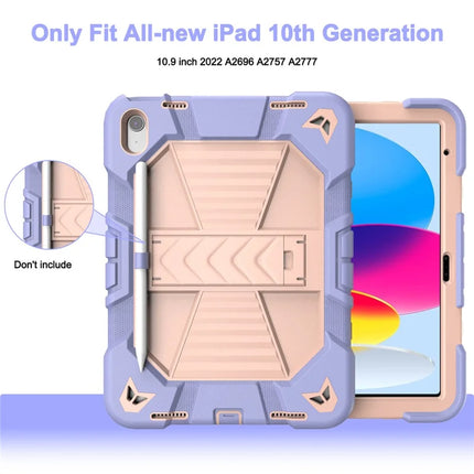 For iPad 10.9 (2022) Tablet Case with Kickstand PC + Silicone Shockproof Protective Cover