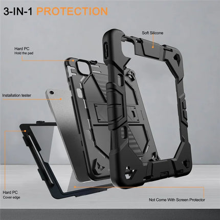 For iPad Air 11 (2024) Tablet Case with Kickstand PC + Silicone Shockproof Protective Cover