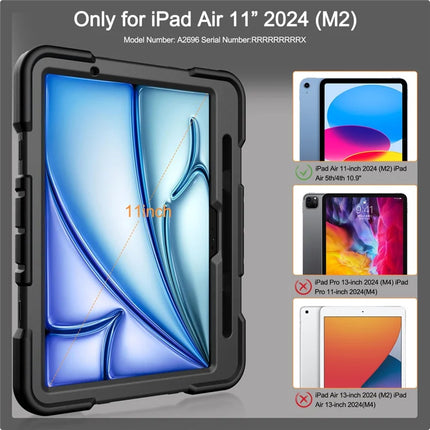 For iPad Air 11 (2024) Tablet Case with Kickstand PC + Silicone Shockproof Protective Cover