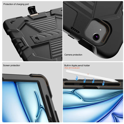 For iPad Air 11 (2024) Tablet Case with Kickstand PC + Silicone Shockproof Protective Cover