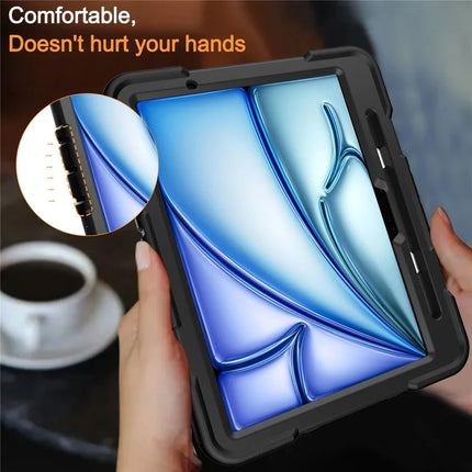 For iPad Air 11 (2024) Tablet Case with Kickstand PC + Silicone Shockproof Protective Cover