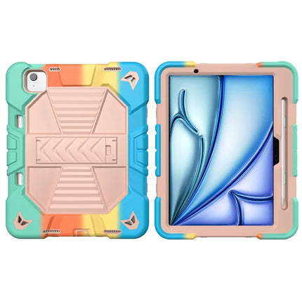 For iPad Air 11 (2024) Tablet Case with Kickstand PC + Silicone Shockproof Protective Cover