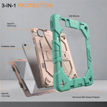 For iPad Air 11 (2024) Tablet Case with Kickstand PC + Silicone Shockproof Protective Cover