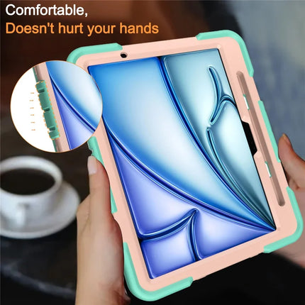 For iPad Air 11 (2024) Tablet Case with Kickstand PC + Silicone Shockproof Protective Cover