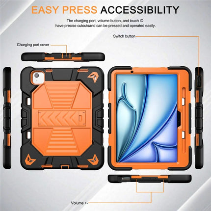 For iPad Air 11 (2024) Tablet Case with Kickstand PC + Silicone Shockproof Protective Cover