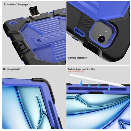 For iPad Air 11 (2024) Tablet Case with Kickstand PC + Silicone Shockproof Protective Cover