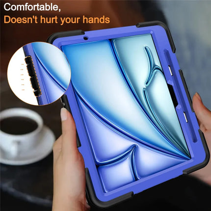 For iPad Air 11 (2024) Tablet Case with Kickstand PC + Silicone Shockproof Protective Cover