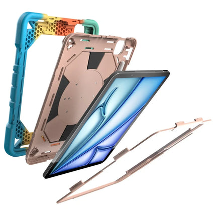 For iPad Pro 11 (2024) Case with Hand Grip Kickstand PC + Silicone Tablet Cover