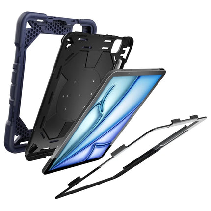 For iPad Pro 11 (2024) Case with Hand Grip Kickstand PC + Silicone Tablet Cover