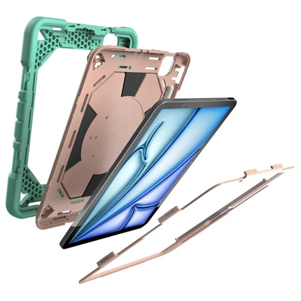 For iPad Pro 11 (2024) Case with Hand Grip Kickstand PC + Silicone Tablet Cover