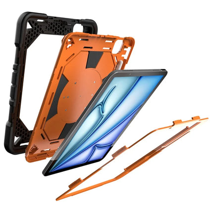 For iPad Pro 11 (2024) Case with Hand Grip Kickstand PC + Silicone Tablet Cover