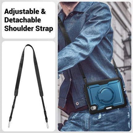 For iPad mini (2024)  /  (2021) Case Rotating Kickstand PC + TPU Shockproof Tablet Cover with Shoulder Strap