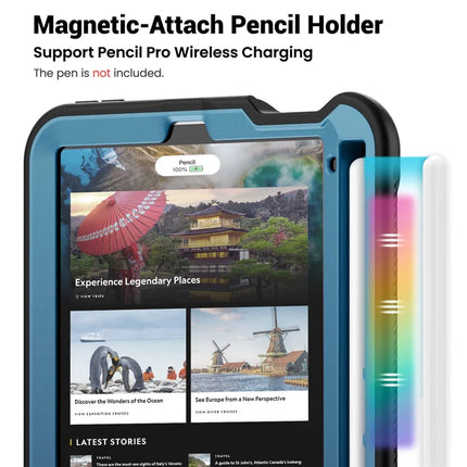 For iPad mini (2024)  /  (2021) Case Rotating Kickstand PC + TPU Shockproof Tablet Cover with Shoulder Strap